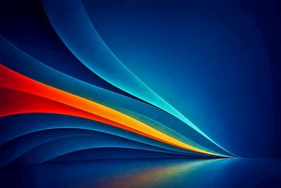 Abstract digital art with colorful curved lines converging into a blue sphere. Belize Corporate 