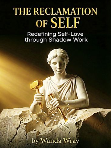 Book cover showing a statue carving itself from stone with a hammer and chisel.