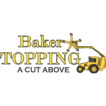 Logo for Baker Topping with tagline and machinery.