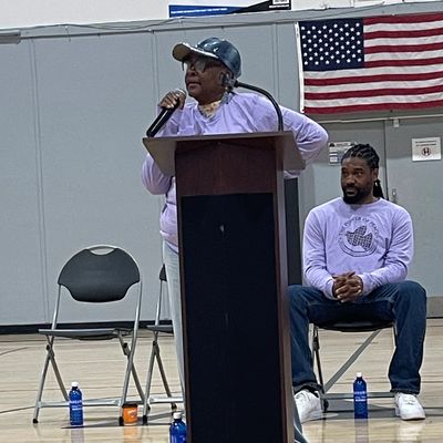 Commissioner Ovita Thornton delivers a speech at an event.