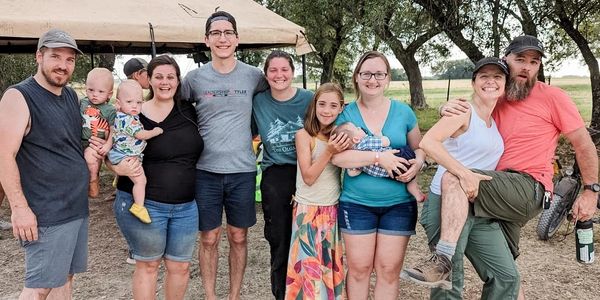 Image of a family and friends at an event called Amazing Race at Texas Tabernacles 