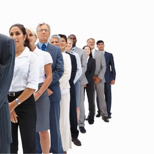 Business people in a line