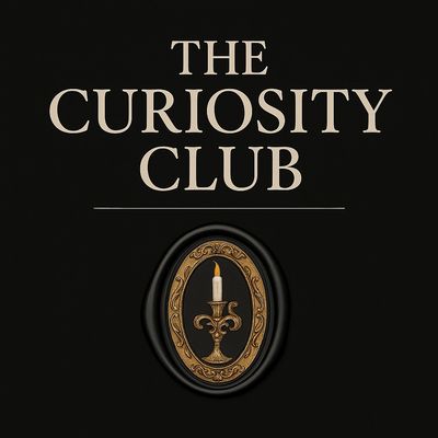 Logo of The Curiosity Club with a candle illustration on a black background.