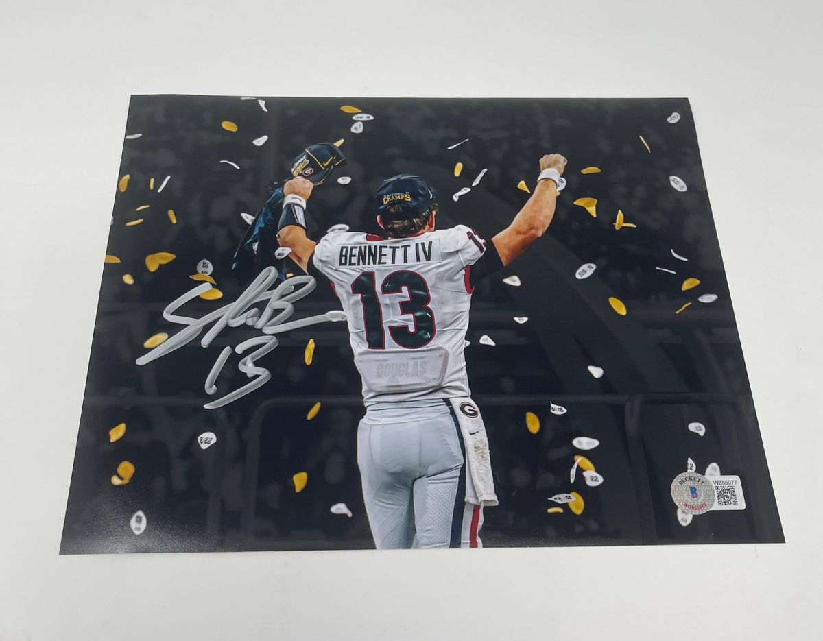 Stetson Bennett IV Autographed Signed Georgia Bulldogs Custom White #13  Jersey - Beckett QR Authentic