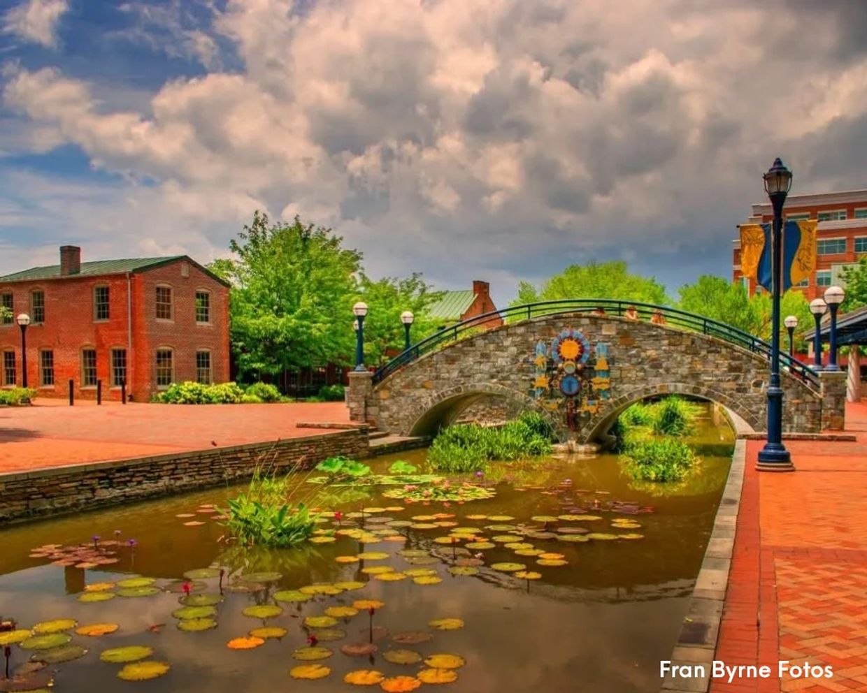 A beautiful stone bridge over Carroll Creek, Frederick, MD. Photo by Fran Byrne Fotos.