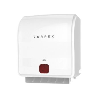 Beyaz Carpex otomatik kağıt havlu dispenseri.