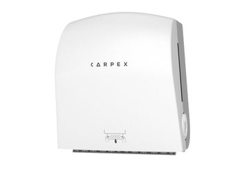 Beyaz Carpex kağıt havlu dispenseri.