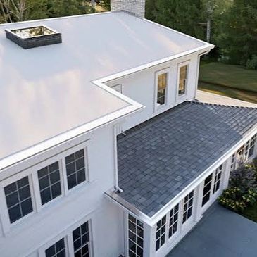 Modern house roof with two different sections.