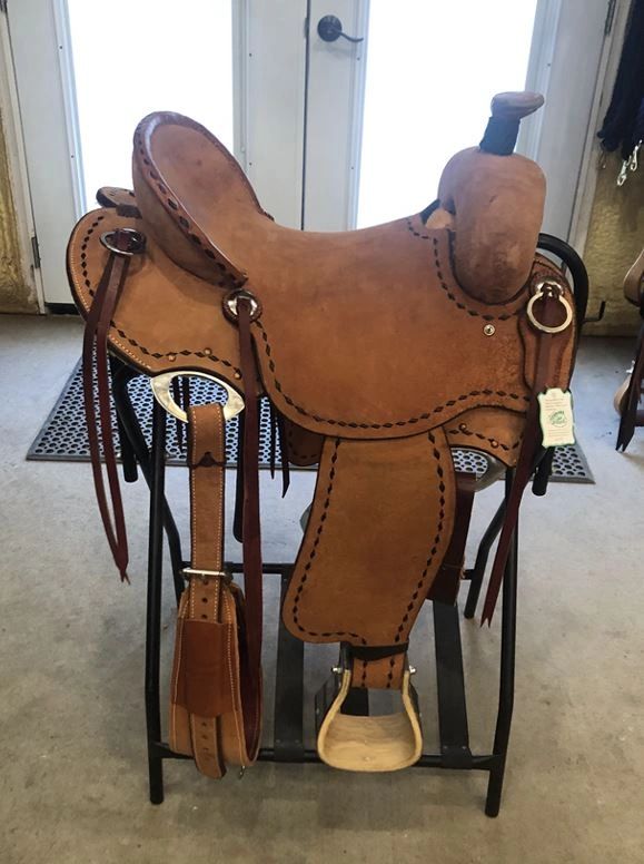 Selle Western Neuve En Cuir Naturel, Sculptée Main, Modèle Roper Ranch Avec Buckstitch, Taille 15/16