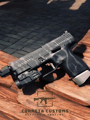 Pistol with unique black and gray coating Cerakote