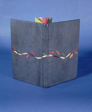 Stone Eye
Richard Taylor

Covered in full gray goatskin with feathered goatskin onlays in multiple c