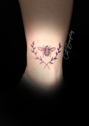 Cute bumble bee tattoo by Cat Beazeley Tattoo