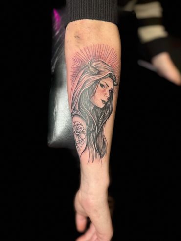 Fallen Angel piece by Cat Beazeley tattoo 