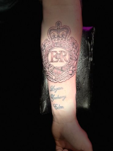 Royal Engineers badge by Cat Beazeley Tattoo