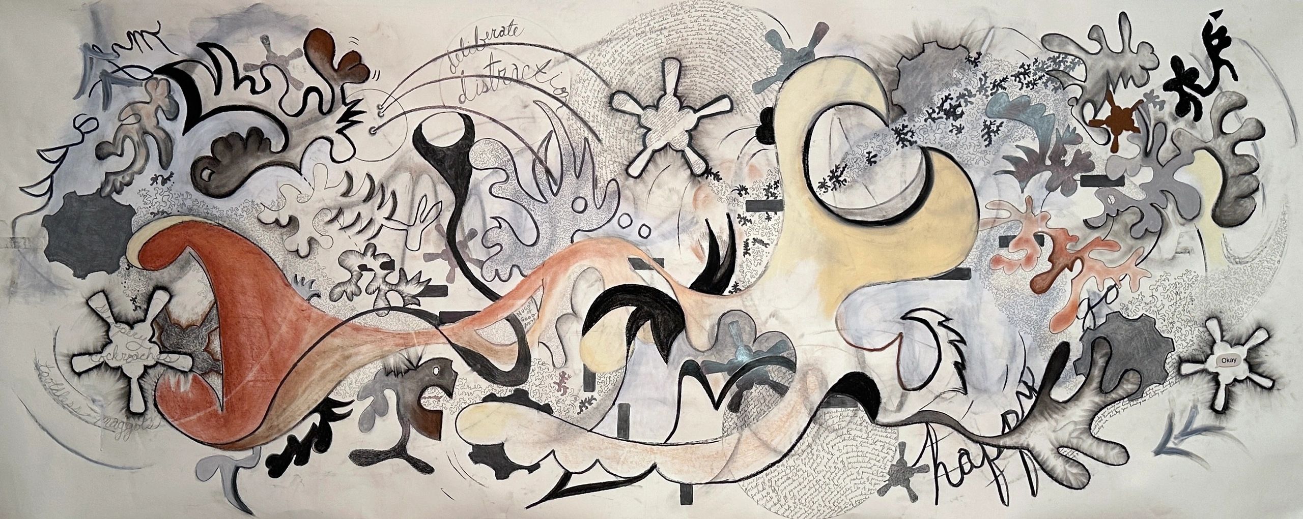 Collage abstractions humor mixed media watercolor drawing inking archival paper