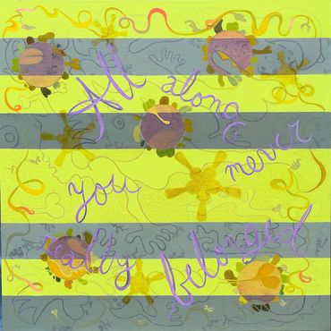 text art, cursive, oil, enamel, on canvas 
