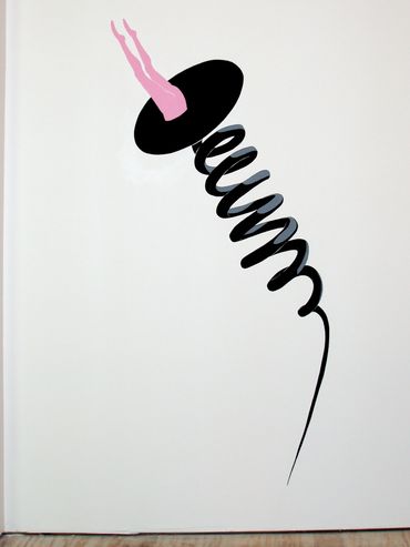 enamel acrylic wall painting jump screw spring large mural