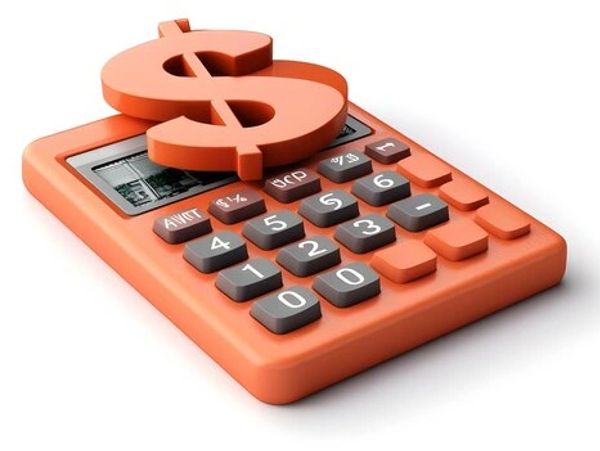 Orange calculator with a large dollar sign on top.