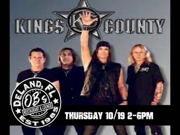 Promotional image for Kings County band playing at OB's in Deland, FL.