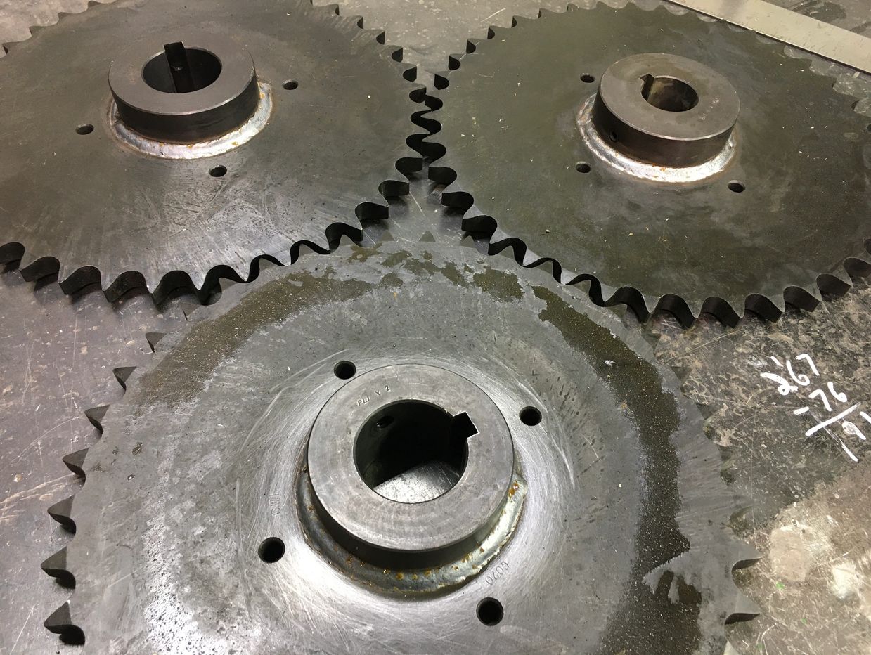 three welded sprockets