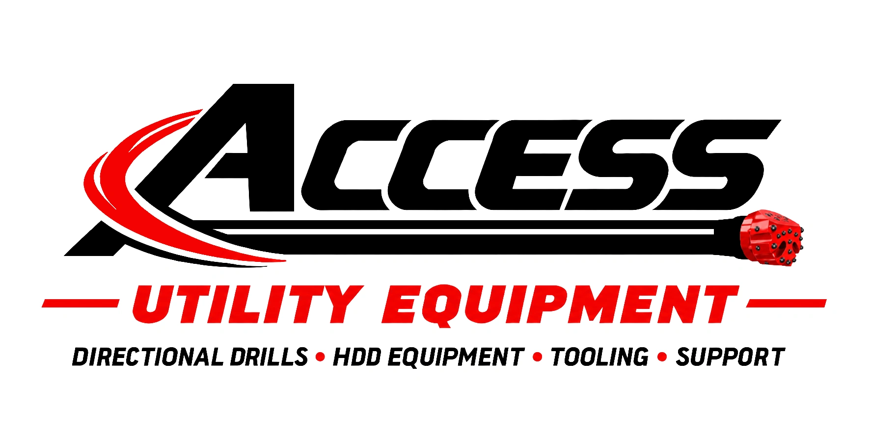 Logo for Access Utility Equipment featuring directional drills and tooling.