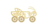Stylized golden tractor icon with intricate designs.