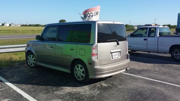 2008 Scion XB before the window perforation was installed