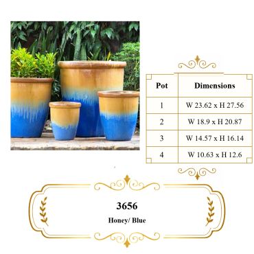 Gradient honey and blue glaze pots in four sizes /Succulent world homestead.