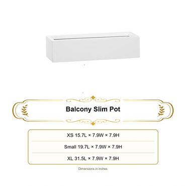 Glossy White balcony slim pot set in three sizes.