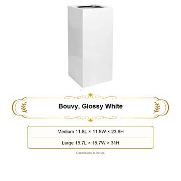 Glossy white rectangular spot planter named Bouvy.