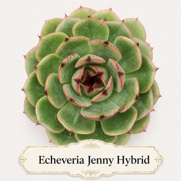 Close-up of Echeveria Jenny Hybrid succulent.