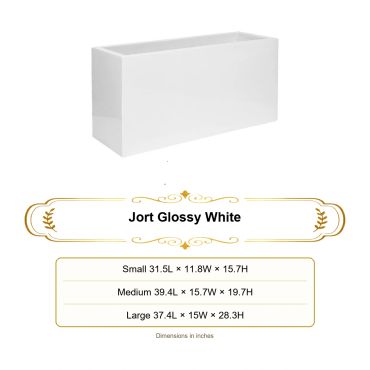 Jort Glossy White rectangular planter in three sizes.