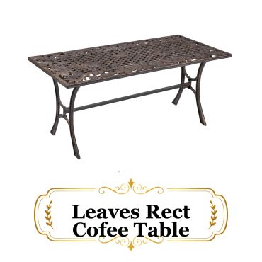 Ornate metal Leaves Rect coffee table.