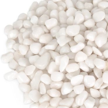Close-up of smooth white pebbles piled together.