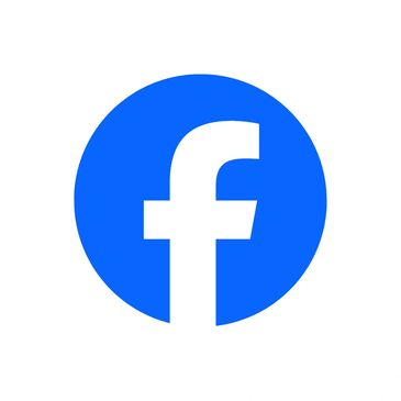 Blue circle with a white lowercase 'f' representing Facebook logo.