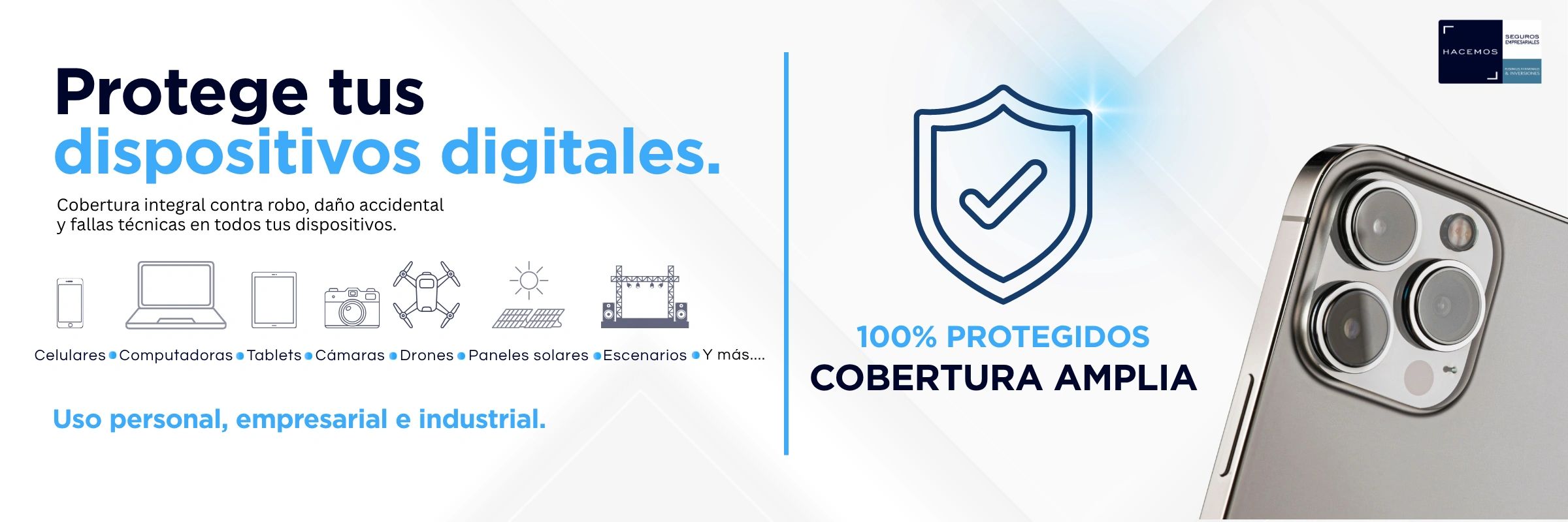 Protege tus dispositivos digitales con cobertura contra robo y fallas técnicas.