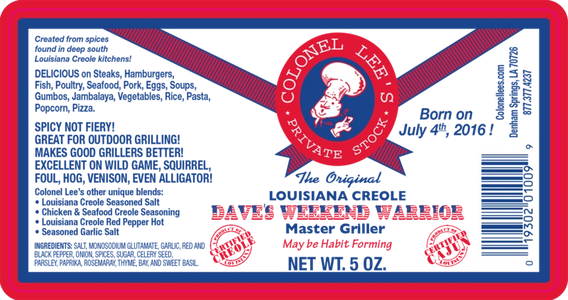 DAVE'S WEEKEND WARRIOR is our newest seasoned salt  blend, released on the 4th of July 2016. 