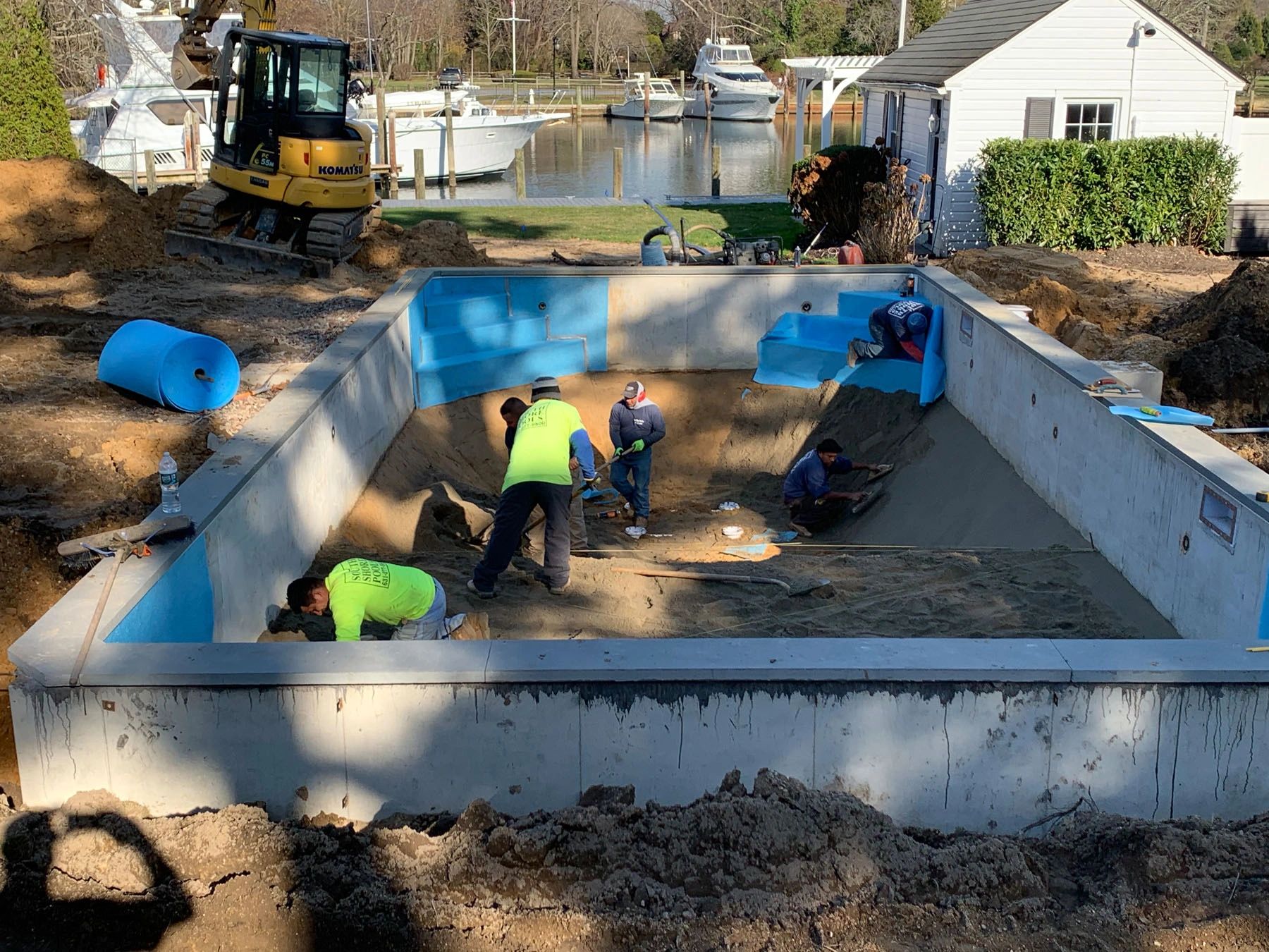 Pool construction in progress highlighting local SEO service pages for pool builders