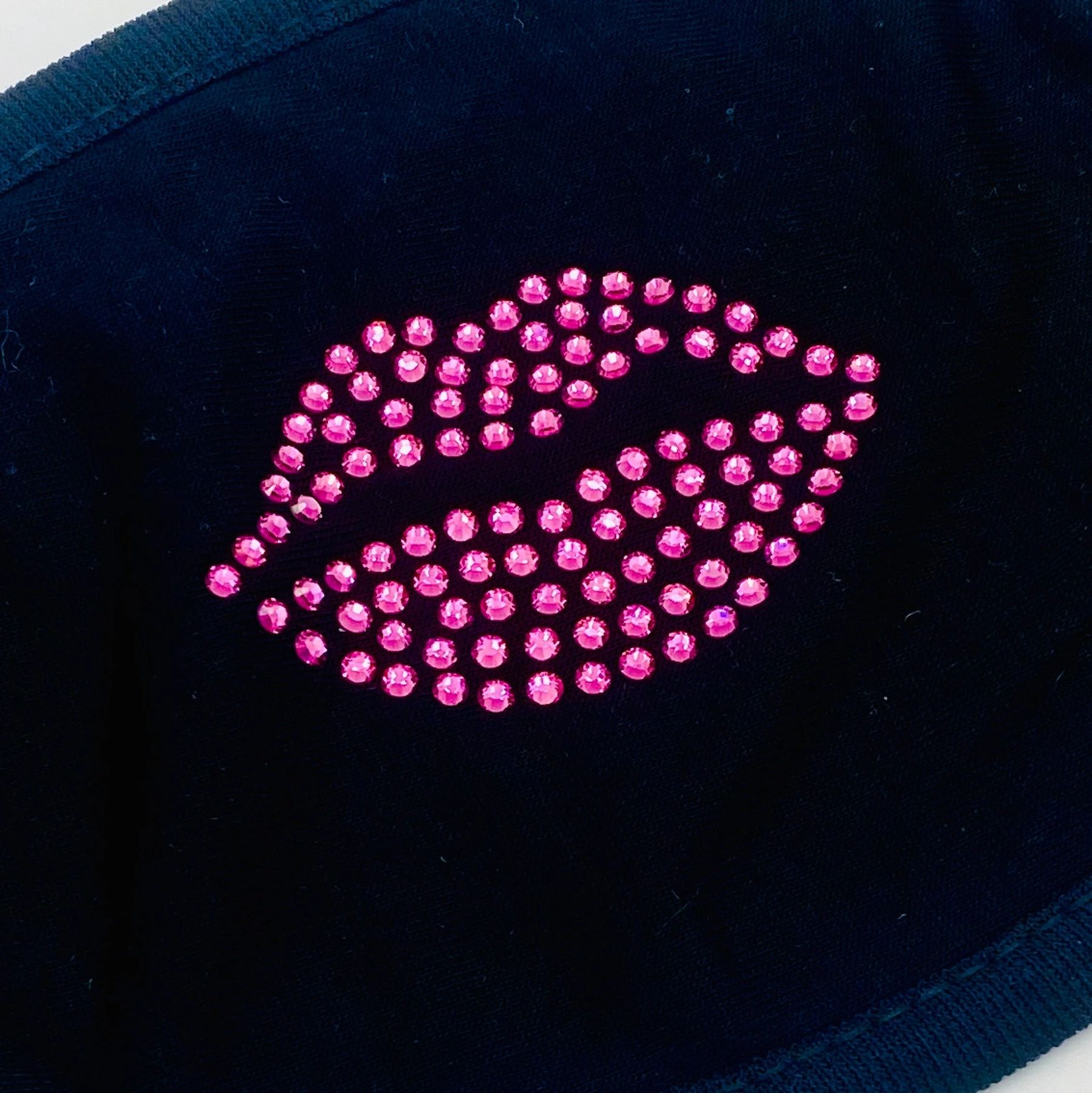 Bling Lips Face Mask with Real Swarovski Crystals - Soft Cotton Breathable  Washable