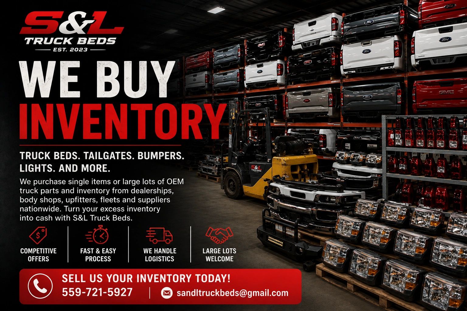 We buy truck beds and OEM truck parts