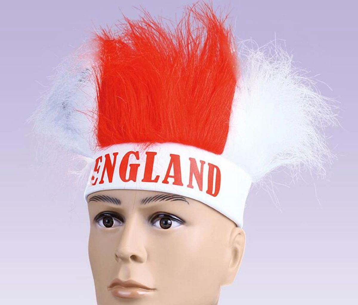 S103 England Head Band Fluffy Red White Hair