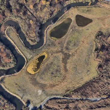 Aerial photo of wetland mitigation site.