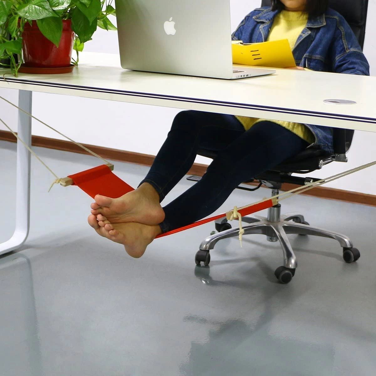 swing elevation foot feet rest holder chair desk office work home business ideas posture back pain