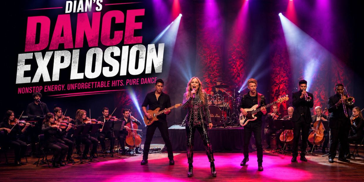 Live band and singer performing on stage with vibrant lights.