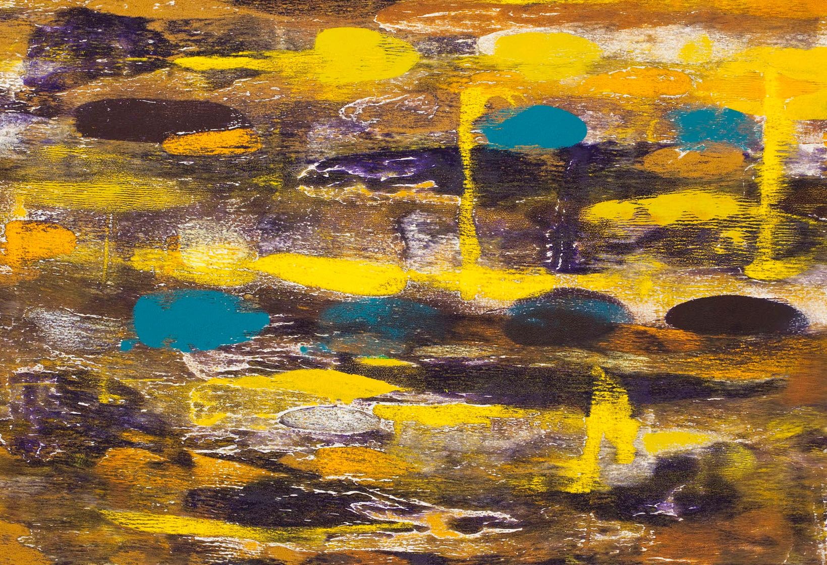 Abstract yellow and blue painting