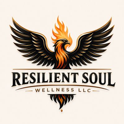 Logo of a phoenix with the text 'Resilient Soul Wellness LLC'.