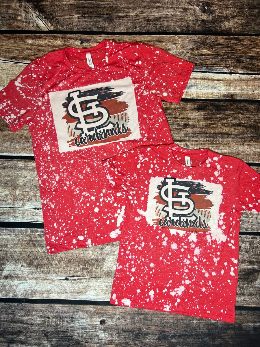 Cardinals Game Day Bleached Graphic T-shirt / Adult Youth 