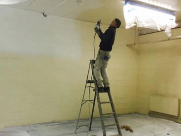 Airless spraying a waterborne anti-bacterial coating 