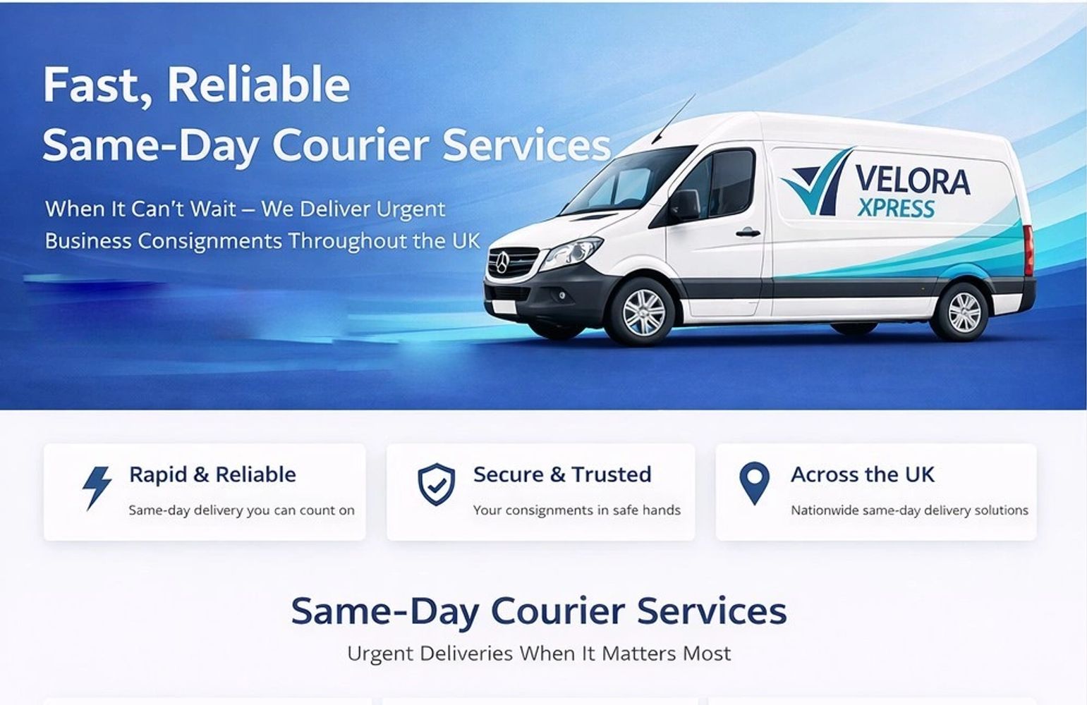 Velora Xpress offers fast, reliable same-day courier services across the UK.