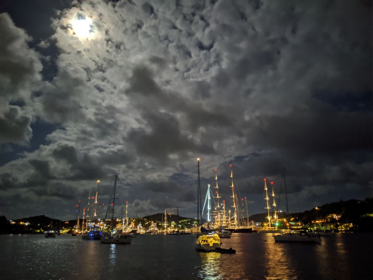 Falmouth Harbour, Antigua full moon, March 2020